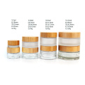 50g 100g skincare face cream  glass jar with bamboo lid